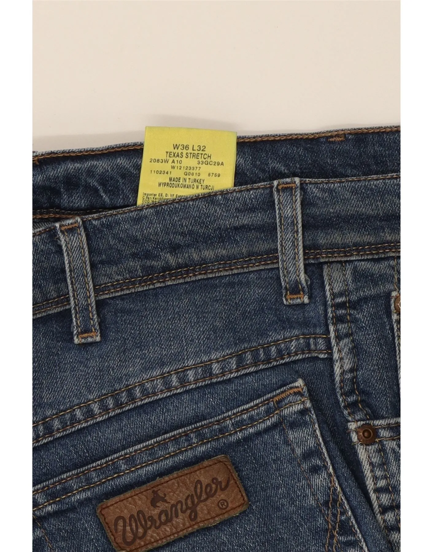 WRANGLER Mens Texas Stretch Straight Jeans W36 L32 Blue Cotton