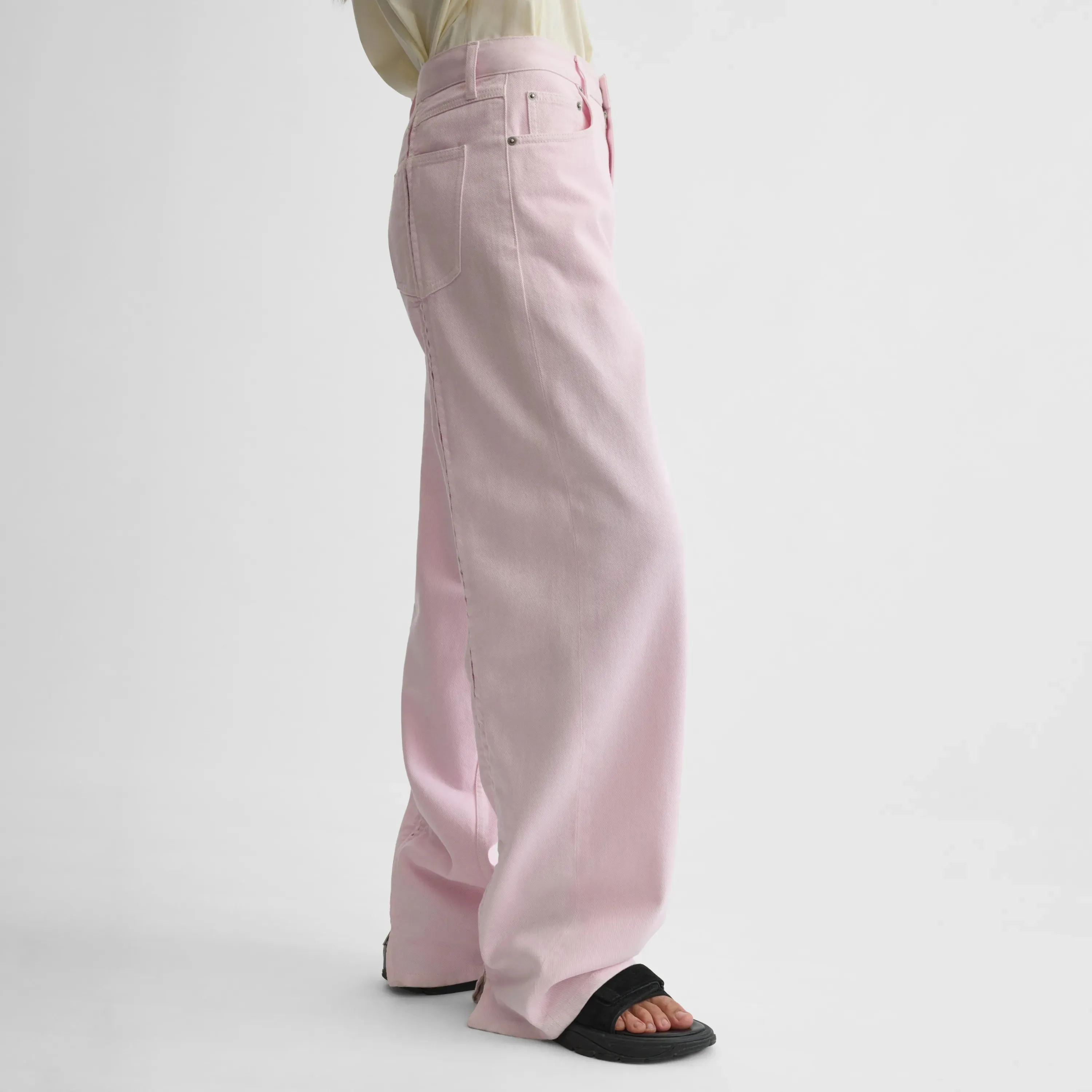 ZIP JEANS | pale pink cotton