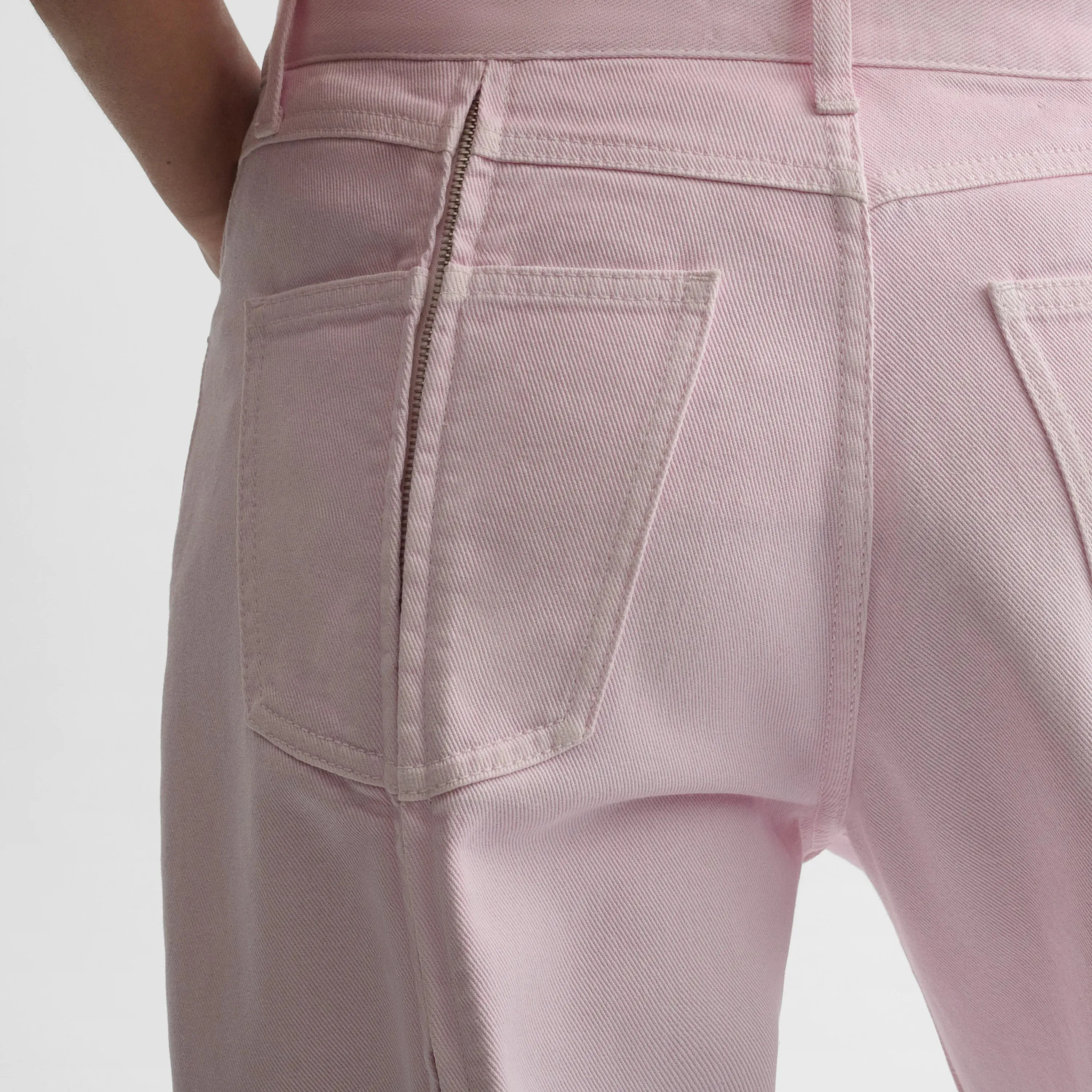 ZIP JEANS | pale pink cotton