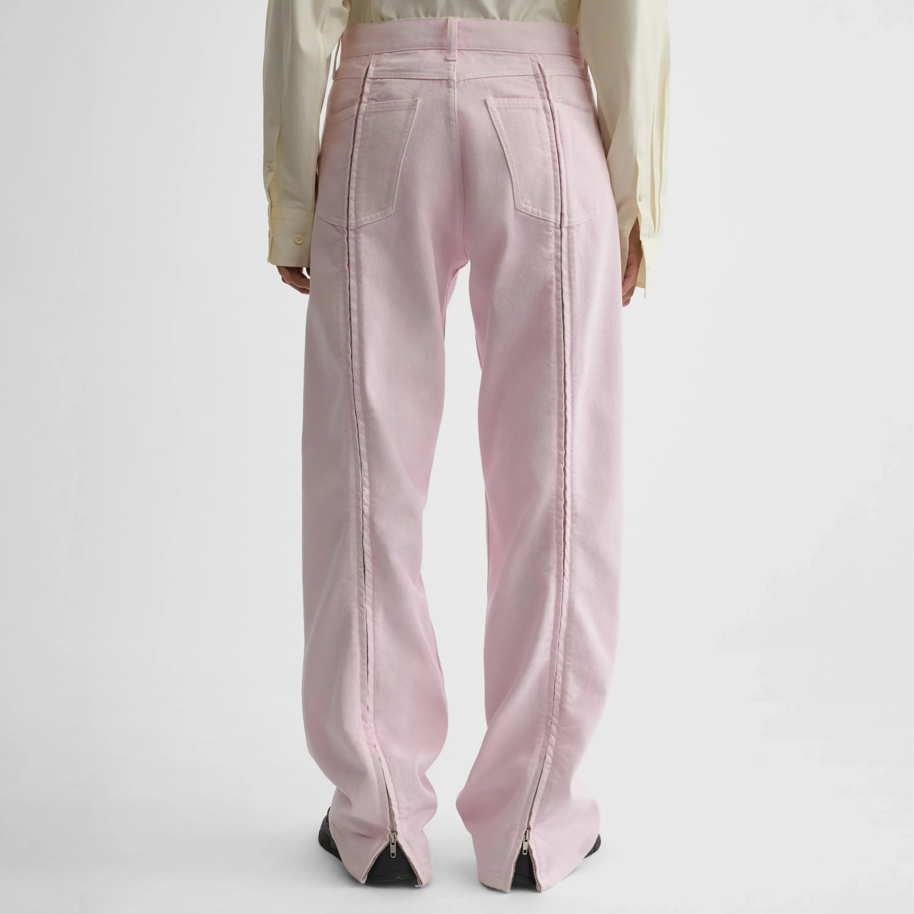 ZIP JEANS | pale pink cotton