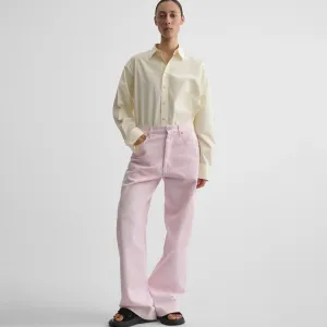 ZIP JEANS | pale pink cotton